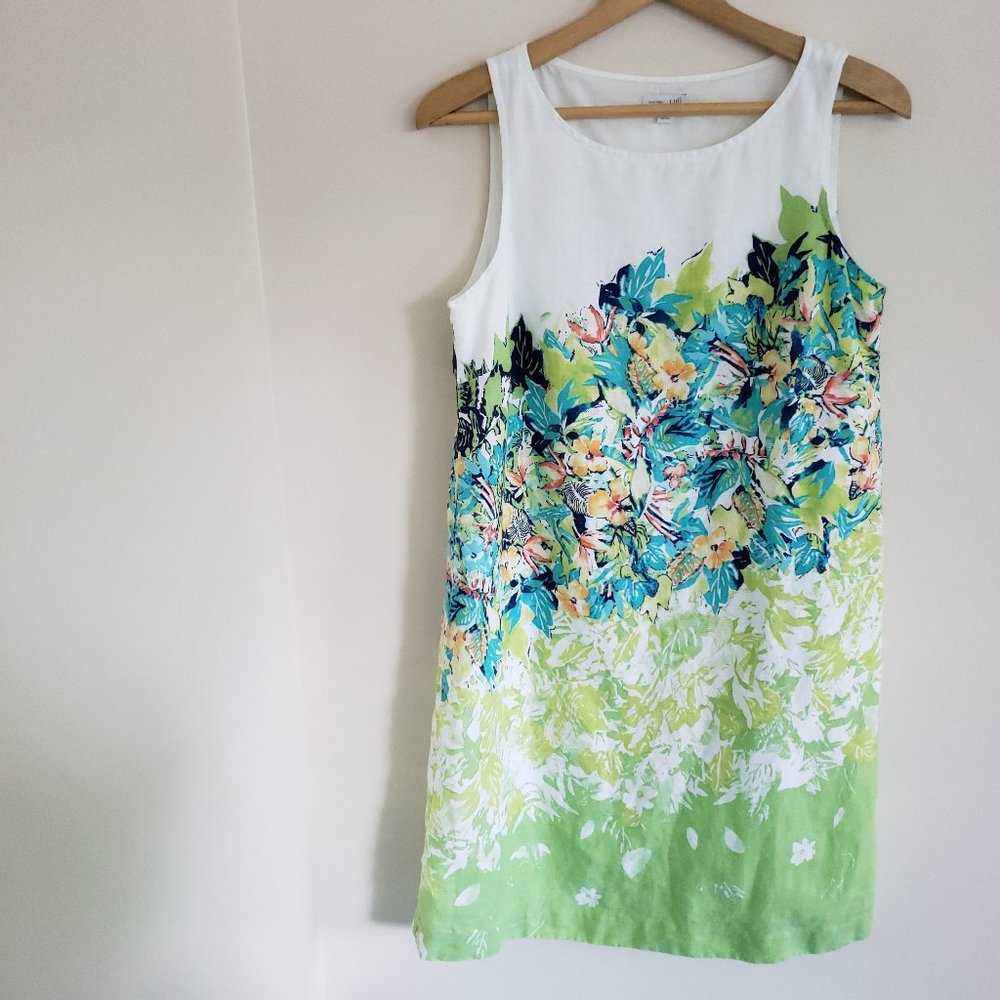 LOVE LINEN J. JILL Linen Floral Sleeveless Dress